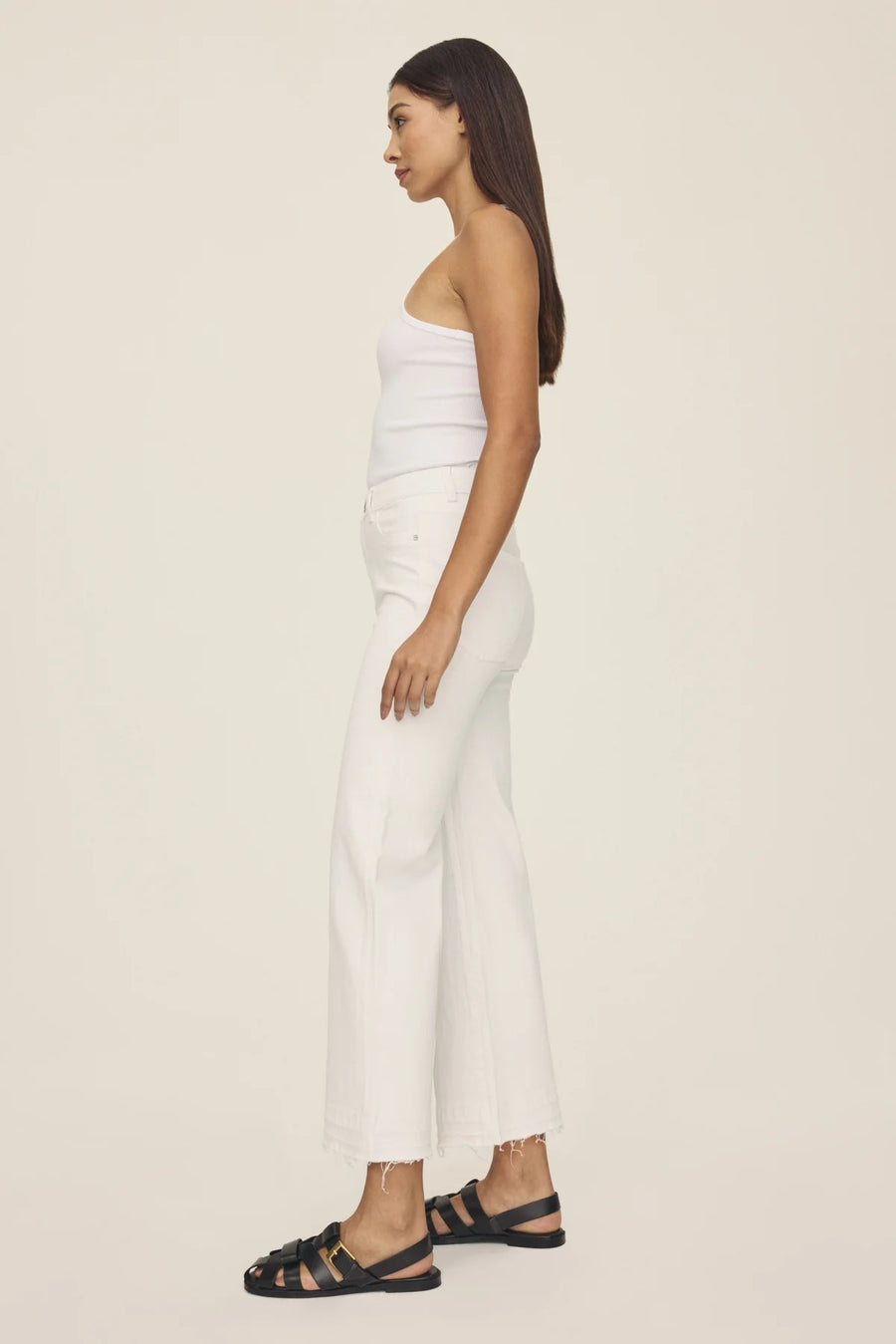 ICN- Cropped Wide Leg Jeans - Optic