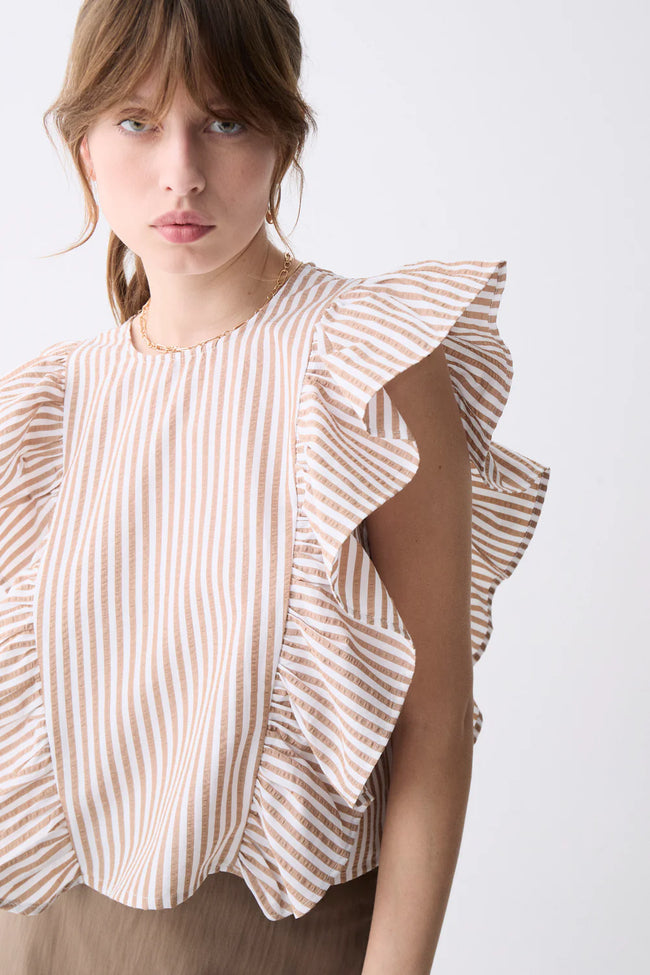 Cesar Top Striped Tan