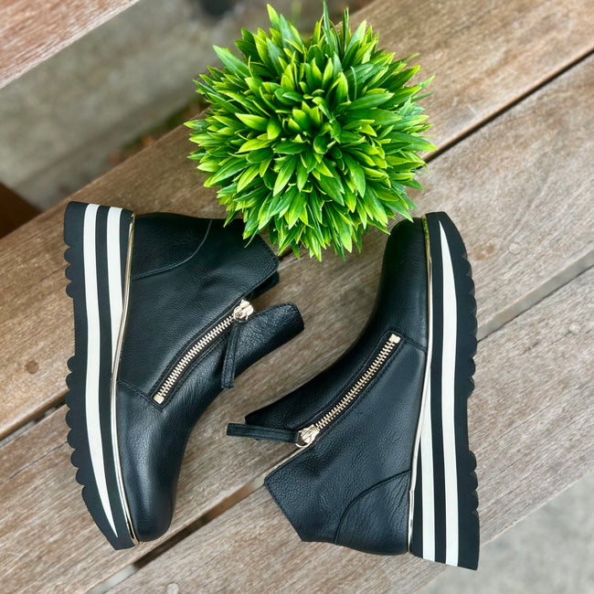 Evol Black Leather Ankle Boots