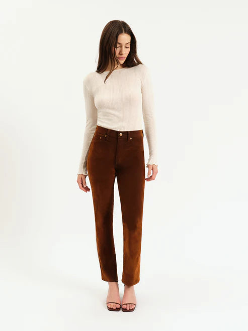 Smarty Pants High Rise Slim Straight - Cognac