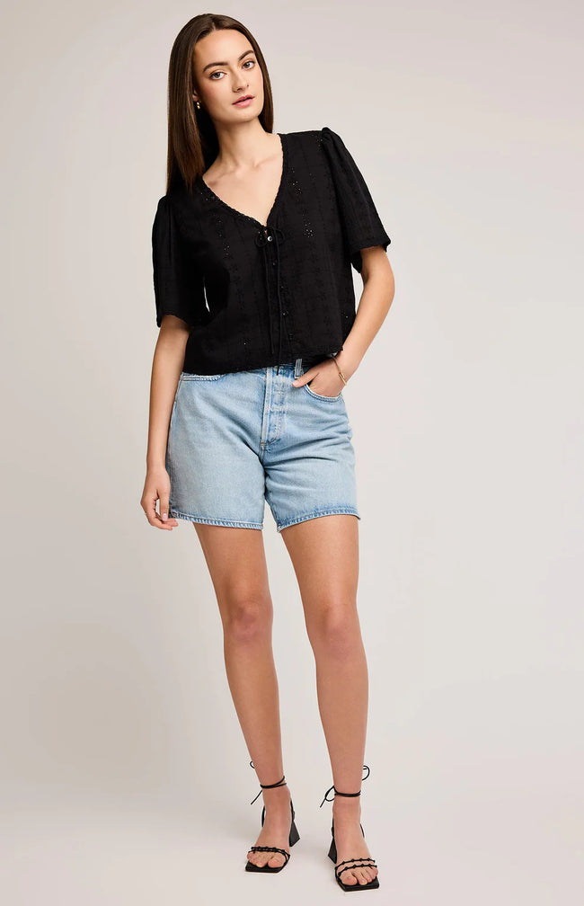 Jessa Eyelet Top Black