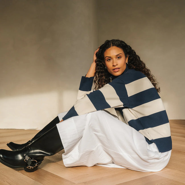 Idris Striped Sweater - Navy Stripe