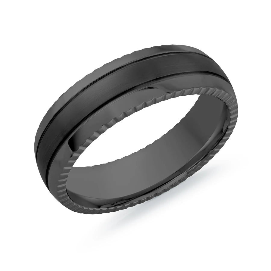 6.5mm Carved Edge Steel Ring SMR86