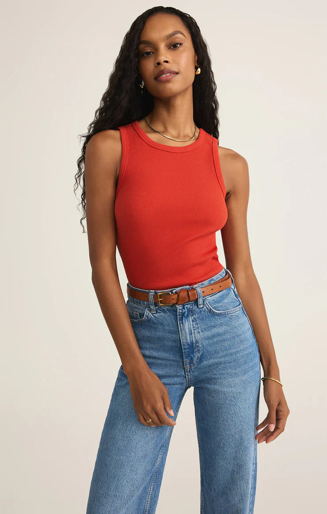 Hadley Rib Tank Cabana Red