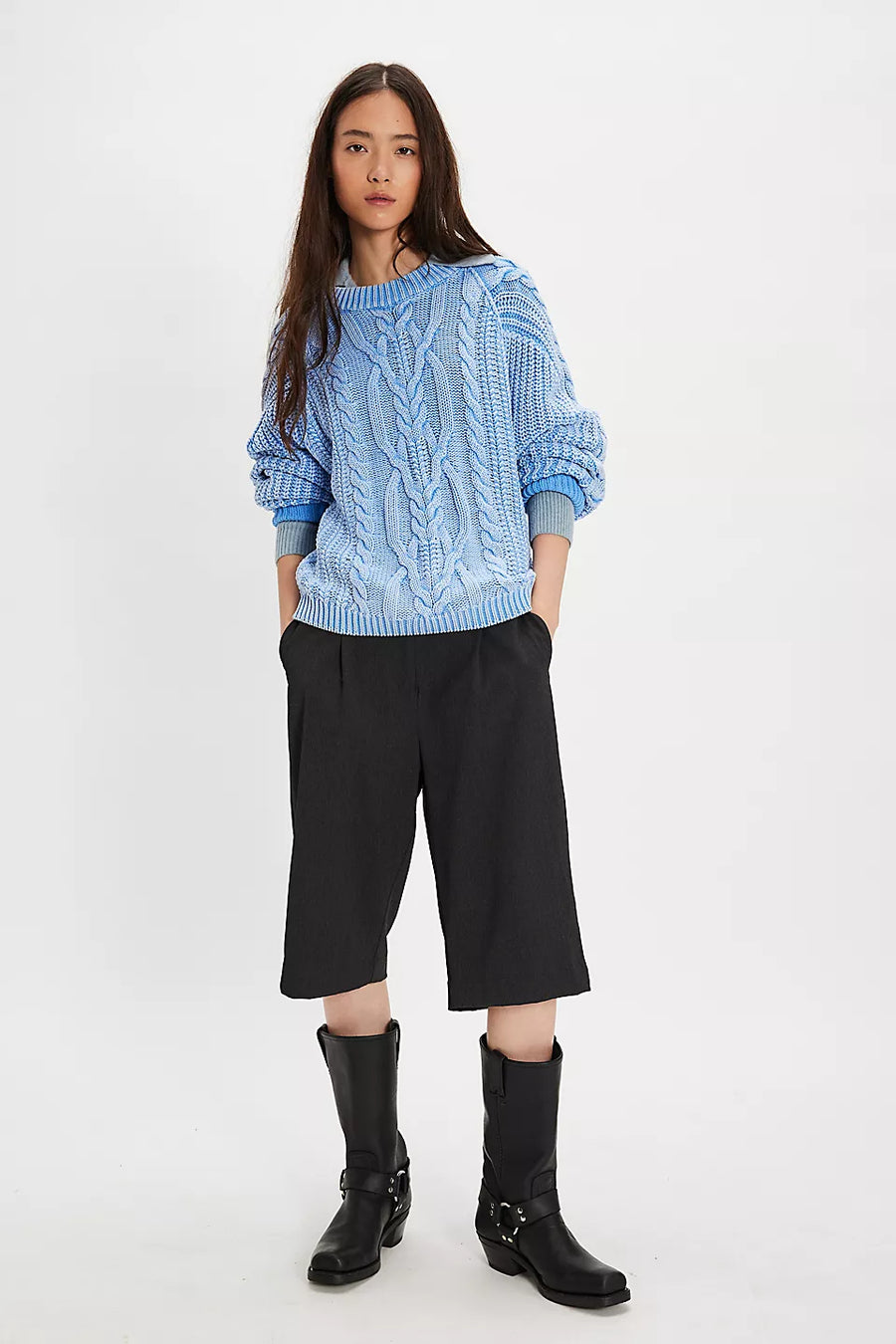Frankie Cable Knit Sweater - Della Robbia Blue