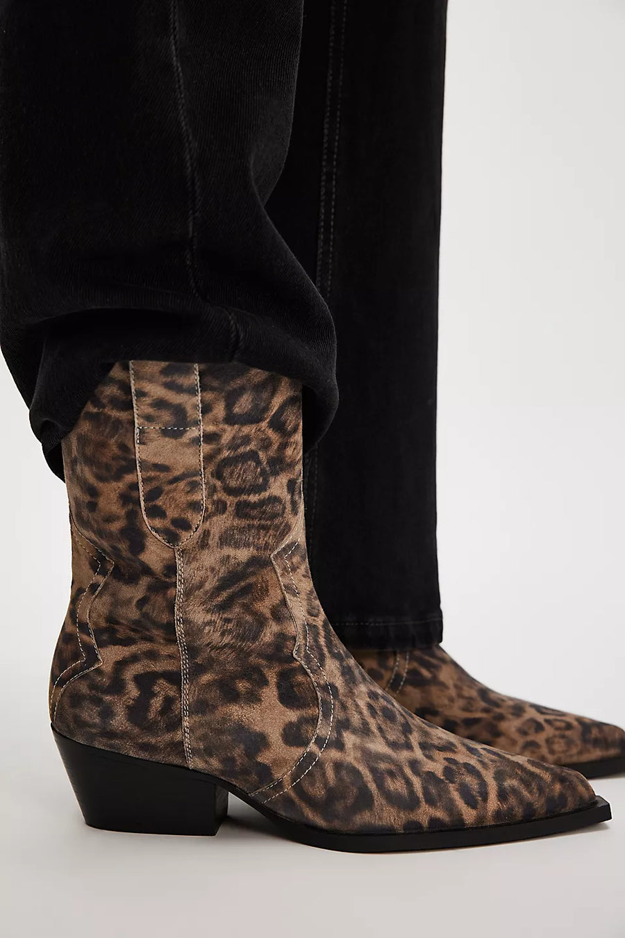 Cat Nap Cowboy Boots Leopard Suede