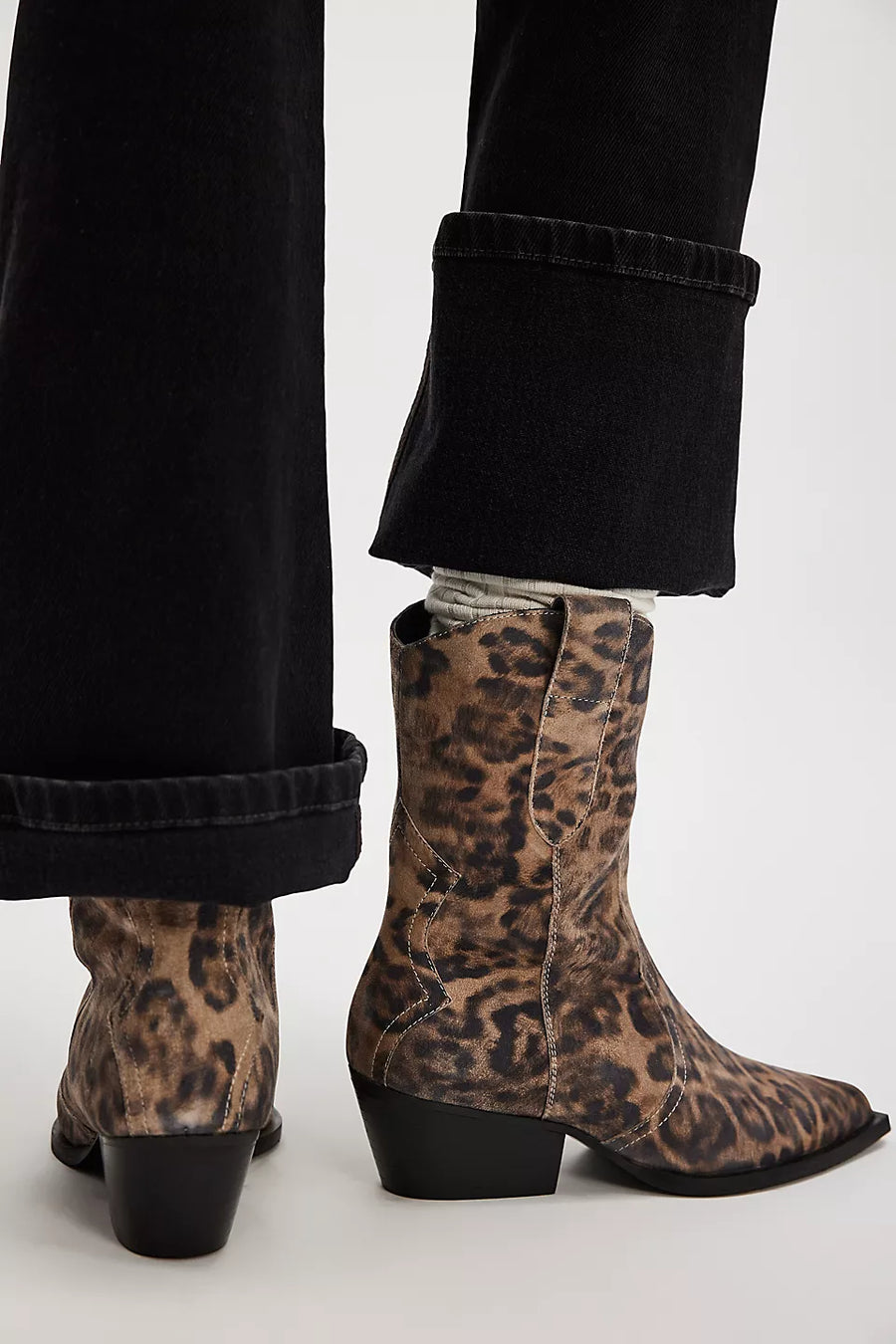 Cat Nap Cowboy Boots Leopard Suede