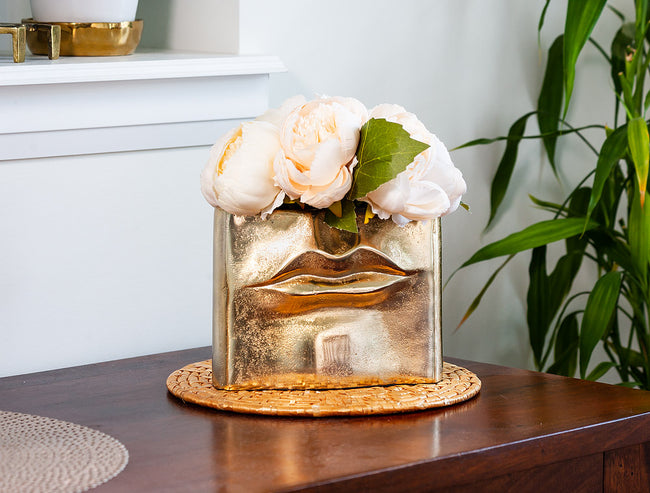 Sm Rectangle Lip Vase - Gold