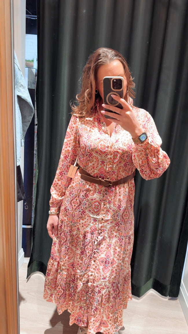 2722505 T Belted Button Front Shirt Dress