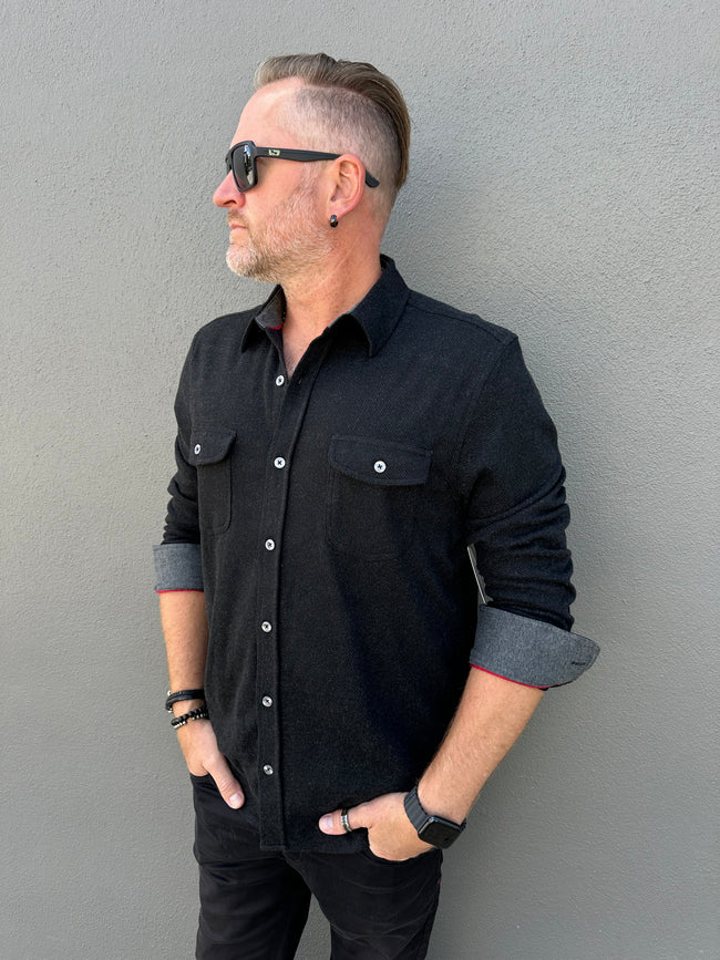 Hero Solid Twill Knit Flannel Shirt