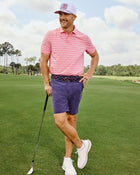 Red Elite Stripe Performance Polo