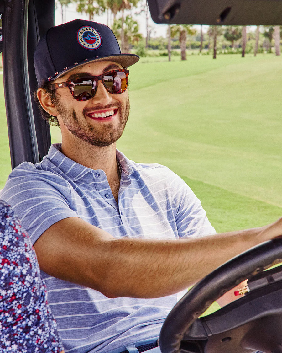 Slate Blue Elite Stripe Performance Polo