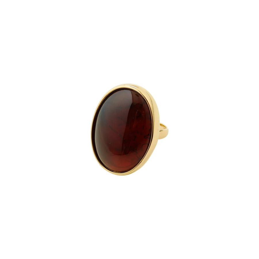 STILL recycled chunky stone ring brown
