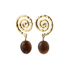 STILL recycled spiral pendant earrings brown