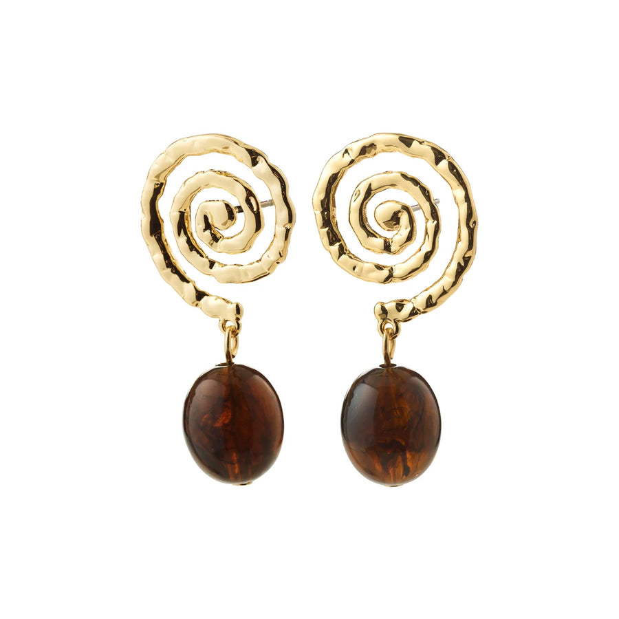 STILL recycled spiral pendant earrings brown