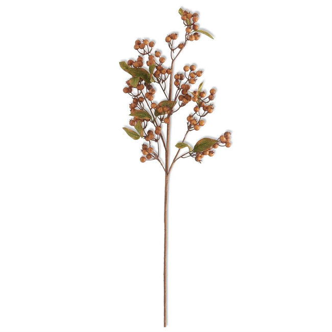 14252A-BR 27 Inch Brown Berry Spray w/Green Leaves