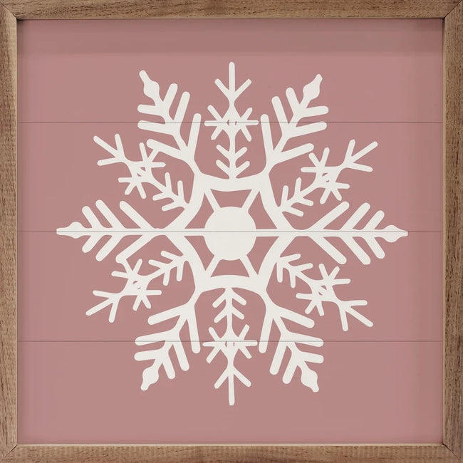 White Twelve Point Snowflake - Pink 4x4