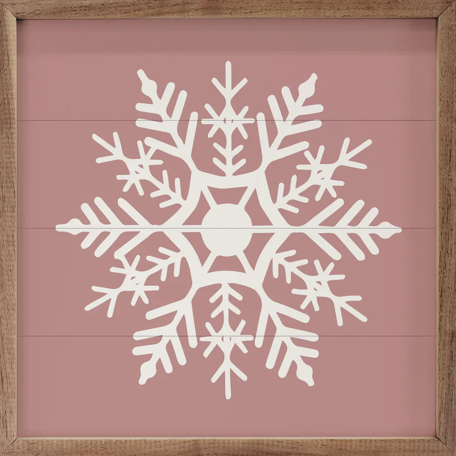 White Twelve Point Snowflake - Pink 4x4