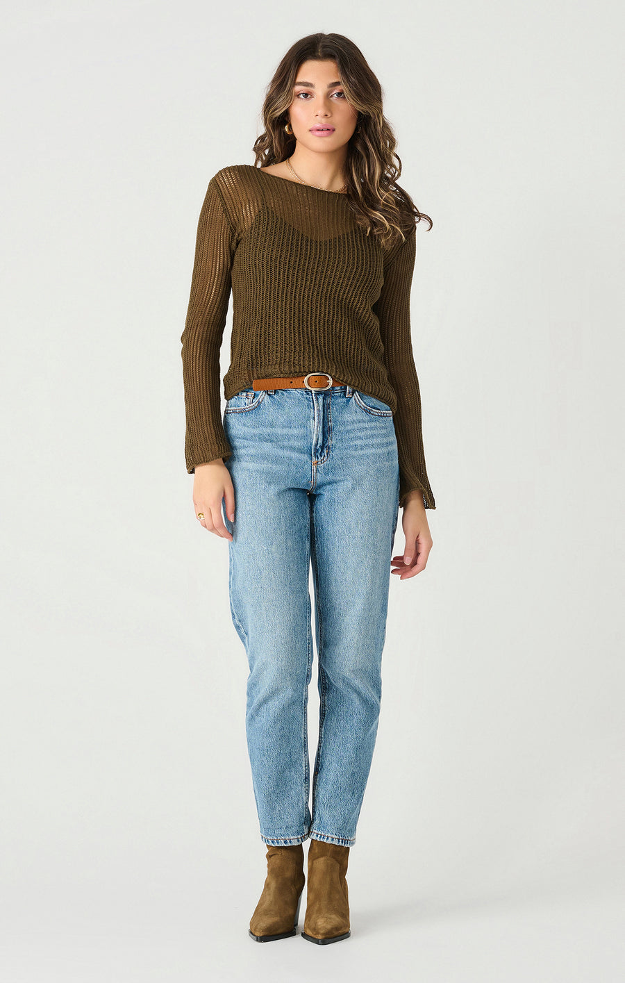 2427013 D LS Mesh Stitch Sweater