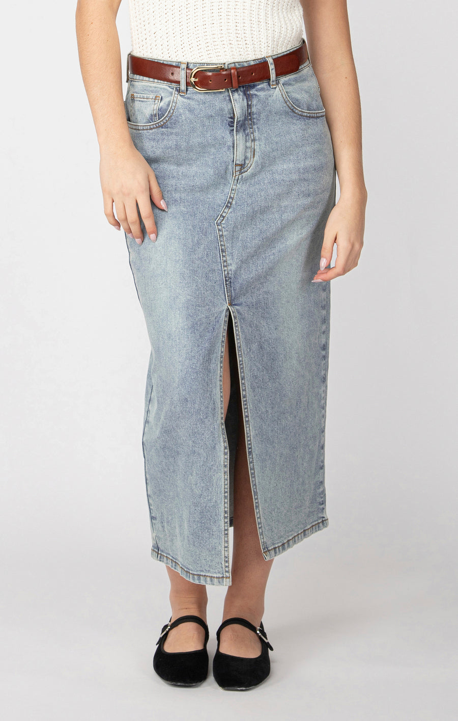 2425258 D Denim Maxi Skirt