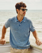 Blue CORESW467 Gaffney SS Acid Wash Sweater Polo