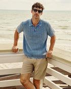 Blue CORESW467 Gaffney SS Acid Wash Sweater Polo