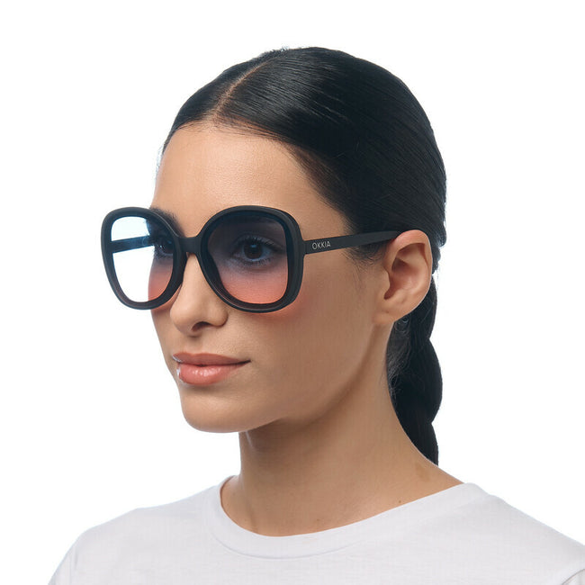 OK019- Classic Havana (Blue/Pink Lenses)