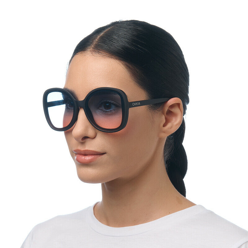 OK019- Classic Havana (Blue/Pink Lenses)