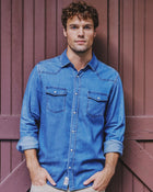 FA25WS2907 Sacramento Medium Wash Chambray Western Shirt