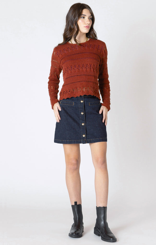2627001D Scallop Hem Crochet Top