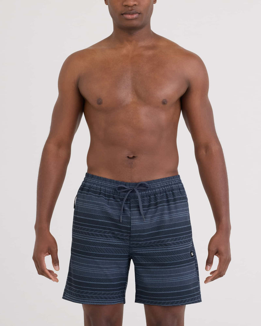 Sea To Shore 2IN1 Volley Short 6" - Agitated Stripe Indigo