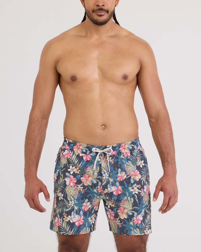 Sea To Shore 2IN1 Volley Short 6" - Pineapple Field FD Black