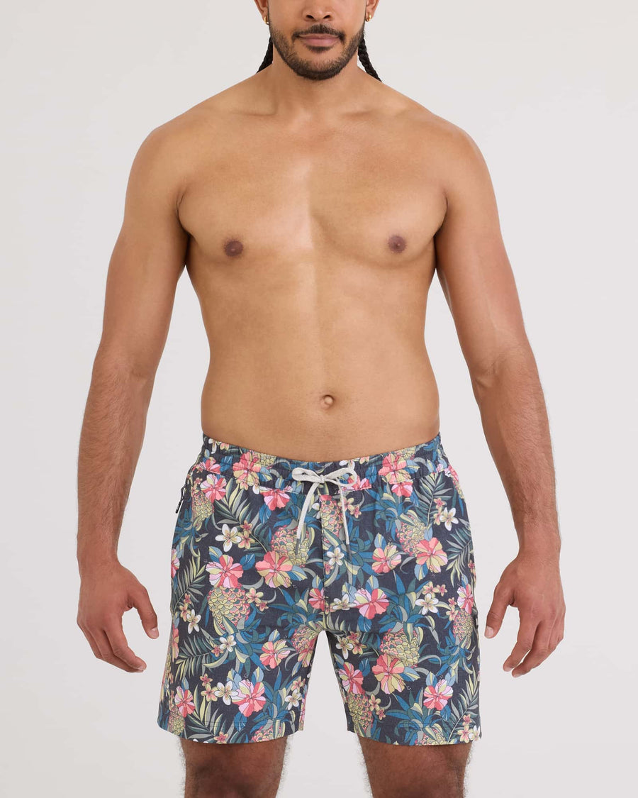 Sea To Shore 2IN1 Volley Short 6" - Pineapple Field FD Black