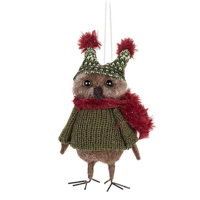 Tall Owl w/ Winter Hat Ornament