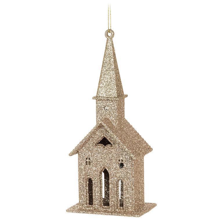 Glitter Church with Steeple Ornament