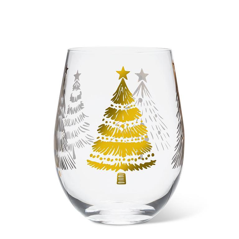 Holiday Trees Stemless Wine Glass