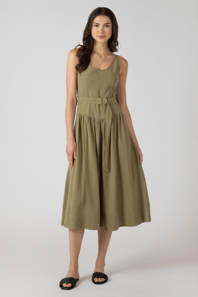 2722504 D Belted Drop Waist Midi Dress