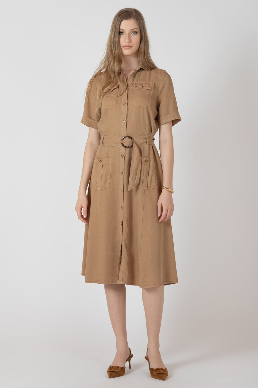 2722508 T Belted Utility Midi Dress