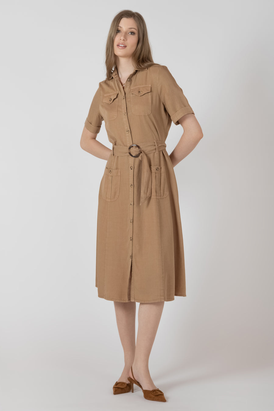 2722508 T Belted Utility Midi Dress