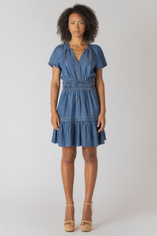 2722551 DG Smocked Waisted Tiered Mini Dress