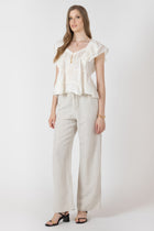 2722720 D Natural Elastic Waist Linen Pants