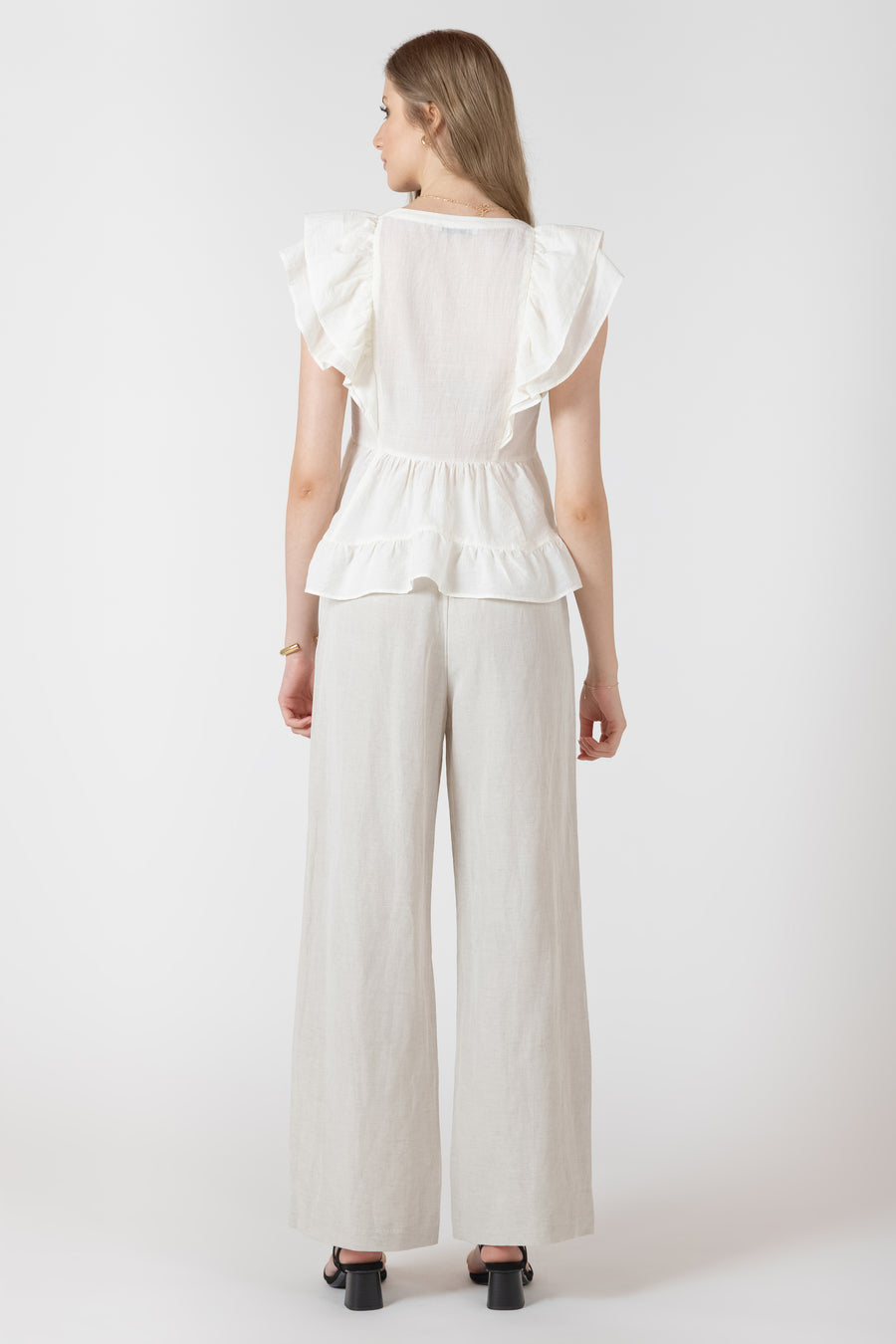 2722720 D Natural Elastic Waist Linen Pants