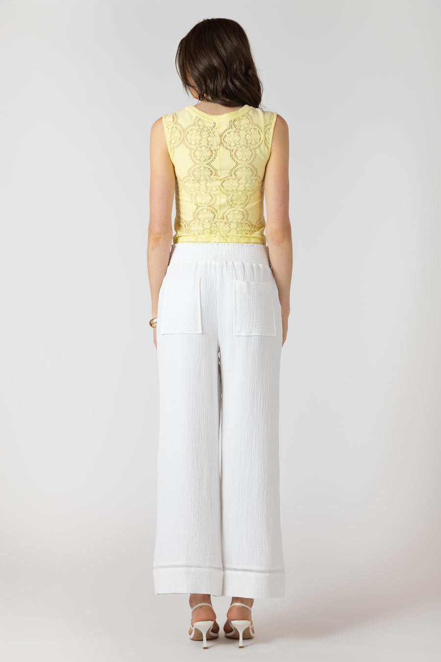 2722726 D Lace Trim Wide Leg Pant