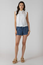 2723512 D Lace Insert Button Front Blouse