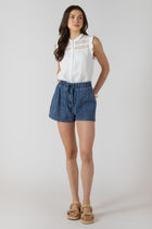 2723512 D Lace Insert Button Front Blouse