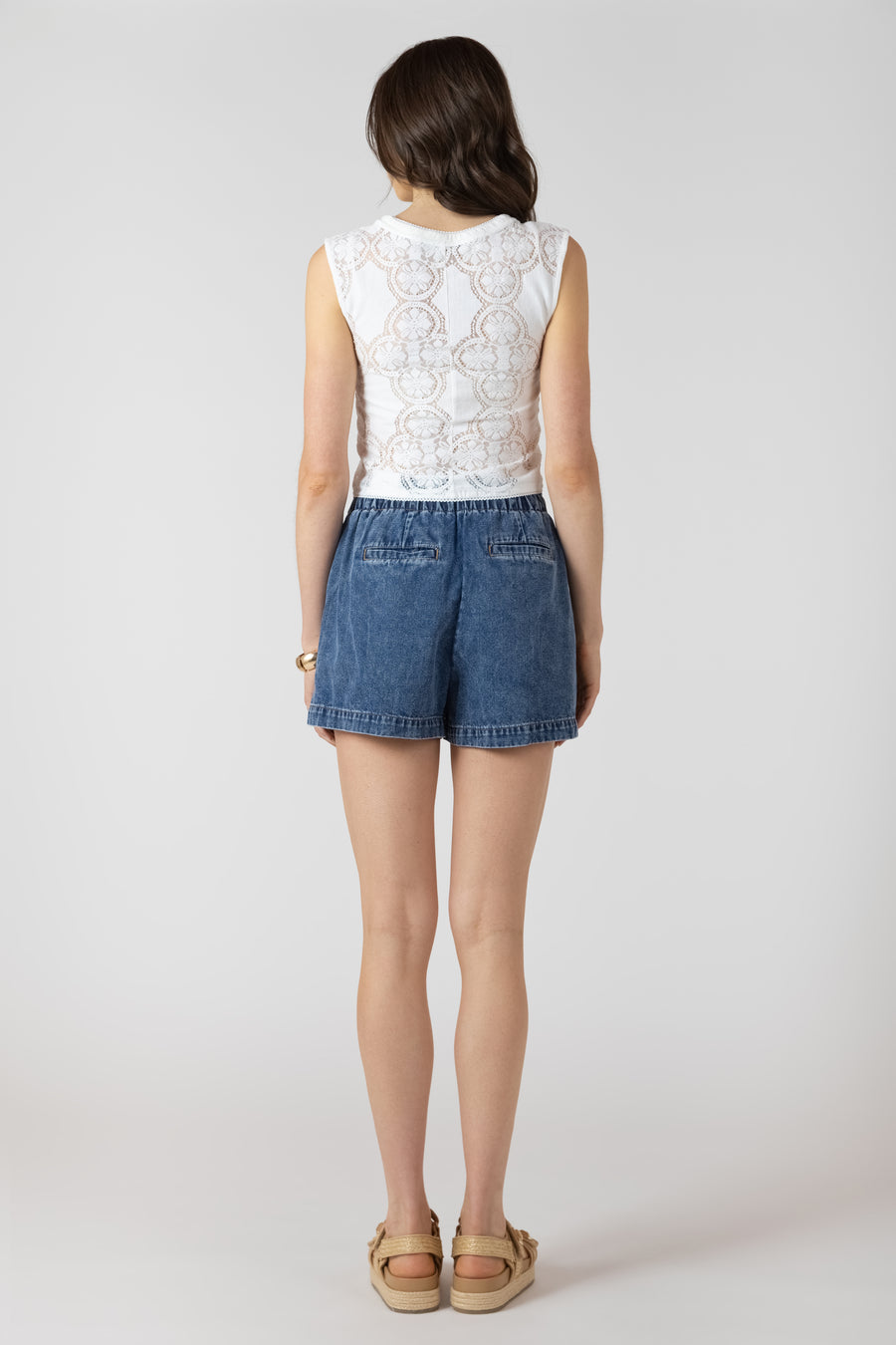 2724201 D Lace Cutout Button Front Tank