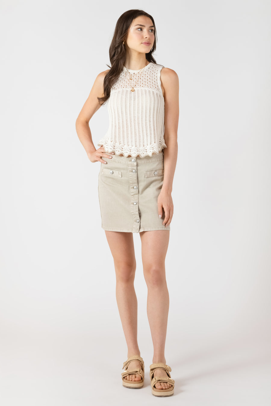 2727006 D Contrast Trim Sweater Tank