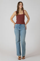 2727007 D Burnt Sienna Squareneck Textured Tank