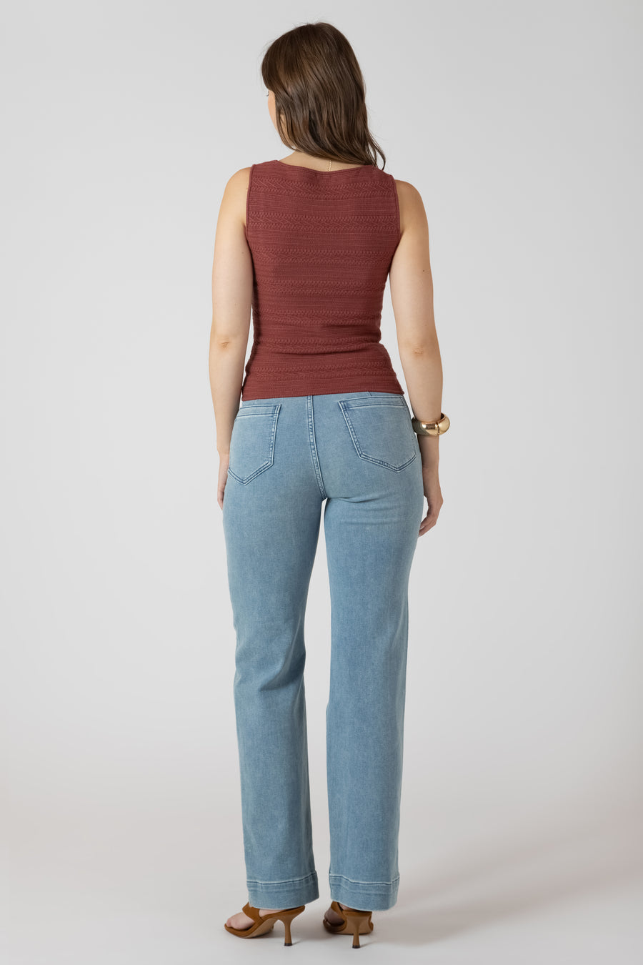 2727007 D Burnt Sienna Squareneck Textured Tank