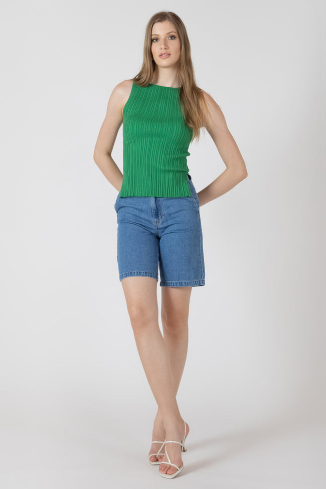 2727018 T Boatneck Ribbed Sweater Tank